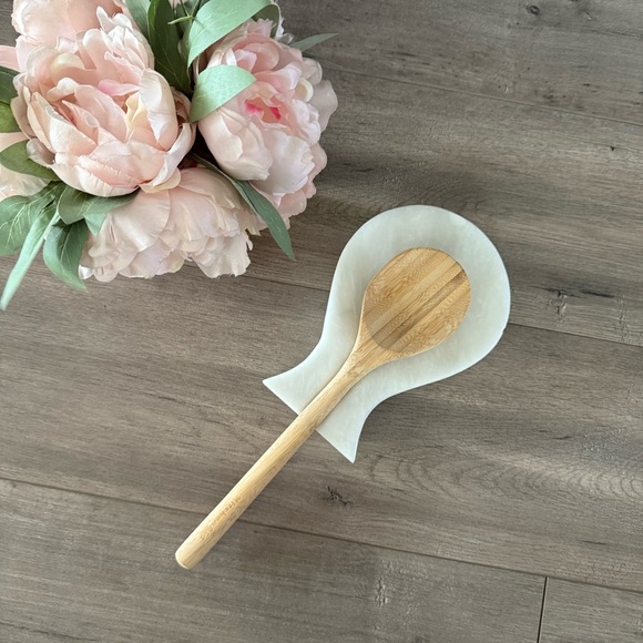 Marble White Cloud Thick Slab Spoon Rest Trivet - Picture 1 of 10